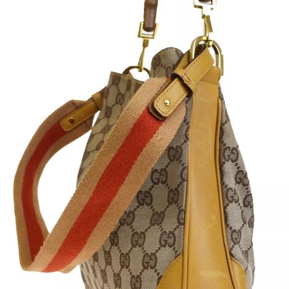 💖Gucci GG Shoulder Bag Bamboo Canvas Leather 2way - Picture 2 of 8